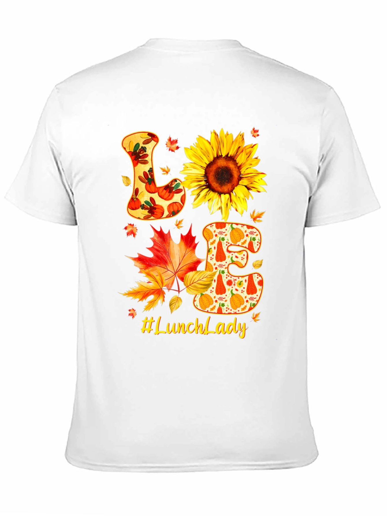 Lunch Lady Fall T-Shirt Love Sunflower