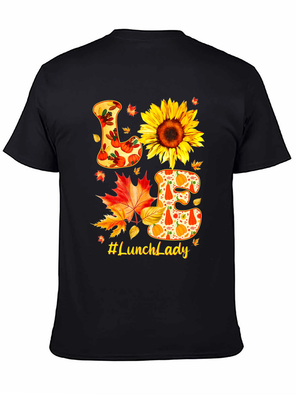 Lunch Lady Fall T-Shirt Love Sunflower