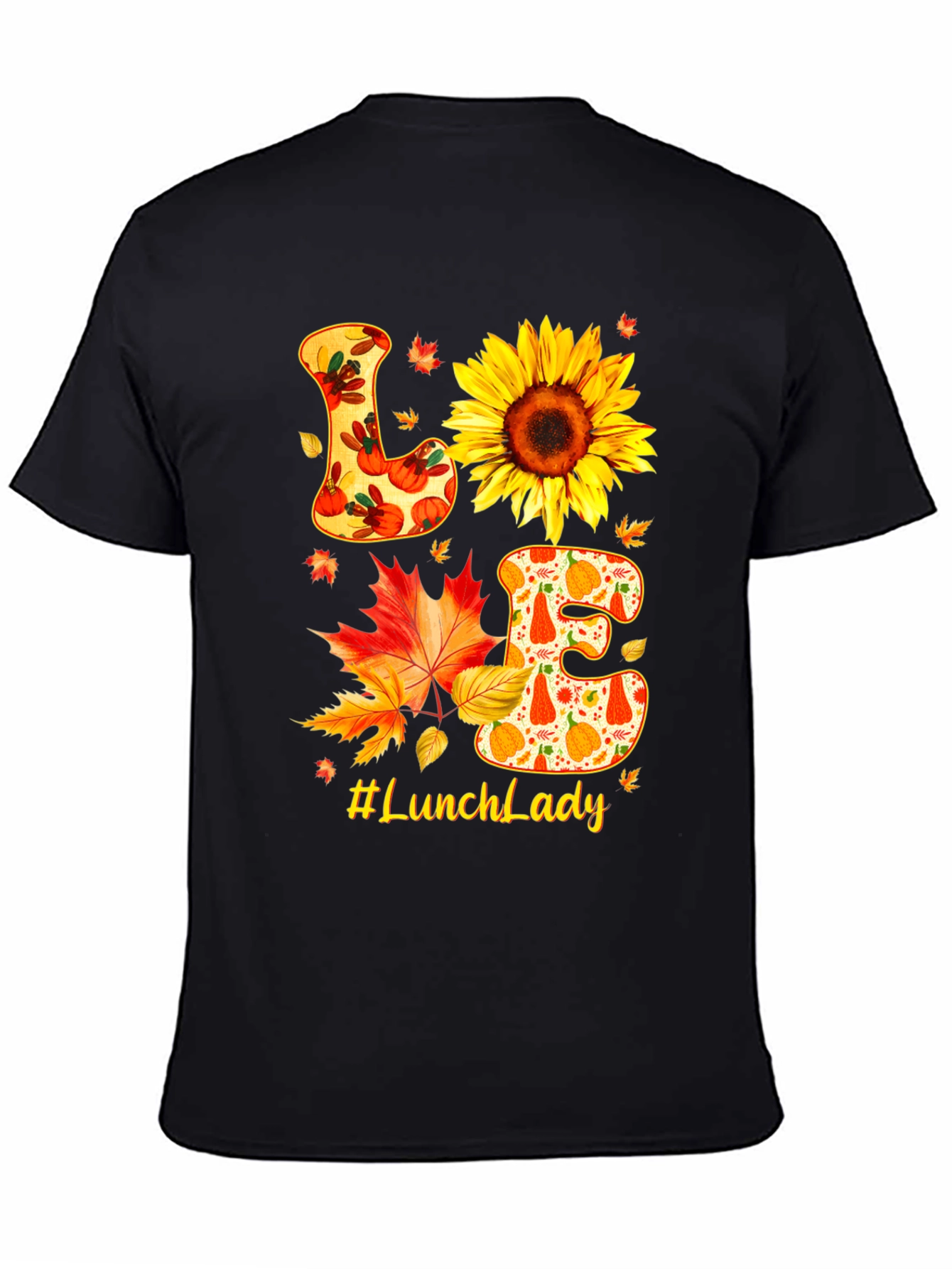 Lunch Lady Fall T-Shirt Love Sunflower