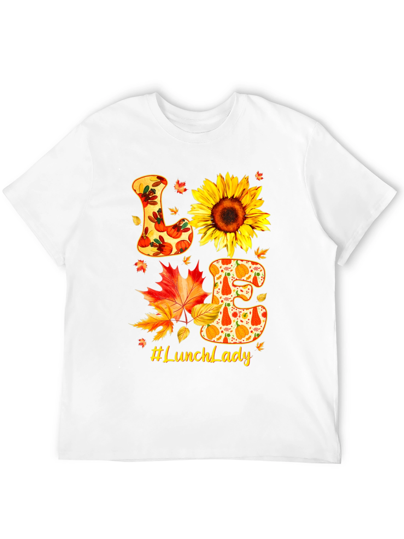 Lunch Lady Fall T-Shirt Love Sunflower