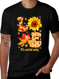 Lunch Lady Fall T-Shirt Love Sunflower