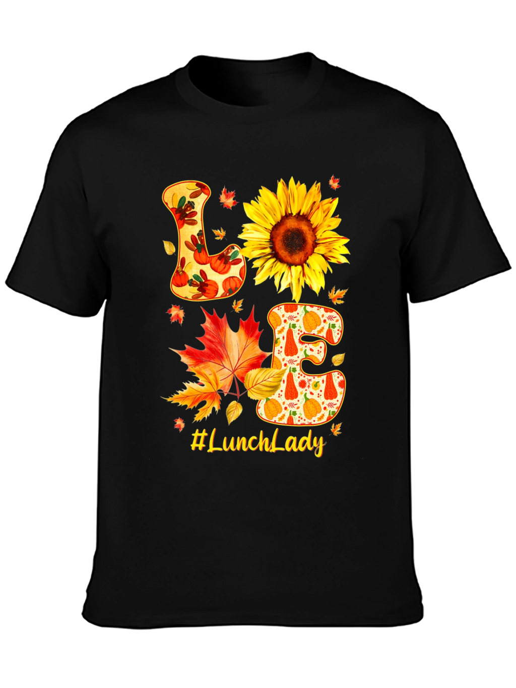 Lunch Lady Fall T-Shirt Love Sunflower