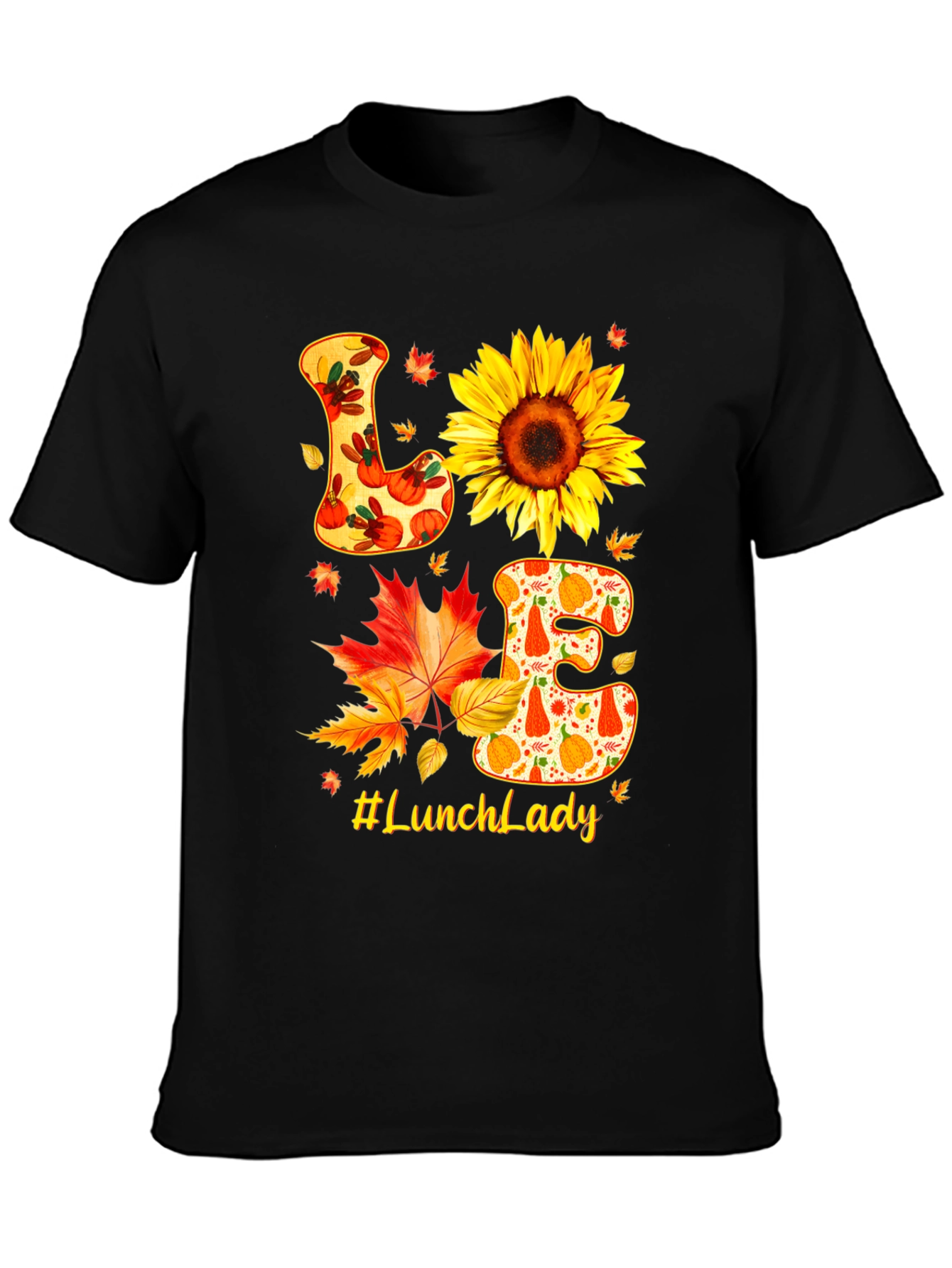 Lunch Lady Fall T-Shirt Love Sunflower