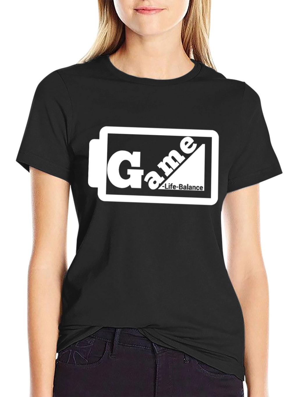 Game Life Balance Black Graphic T-Shirt