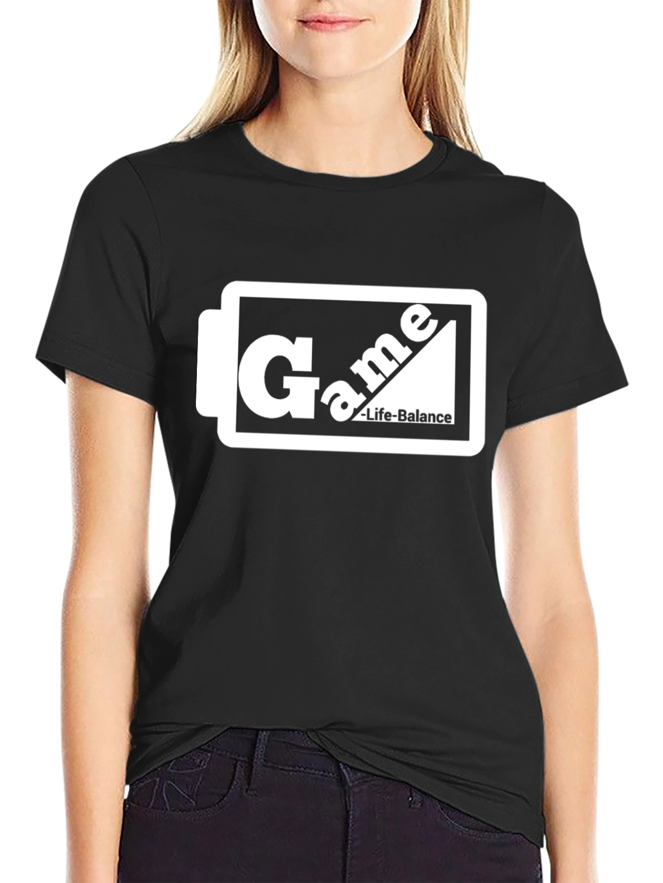 Game Life Balance Black Graphic T-Shirt