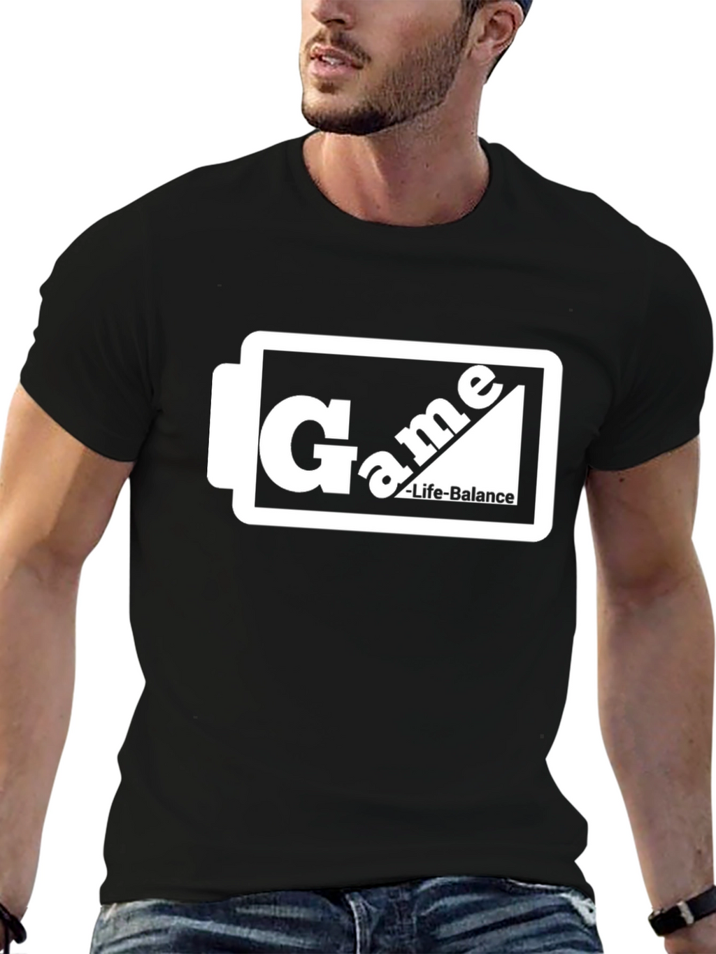 Game Life Balance Black Graphic T-Shirt