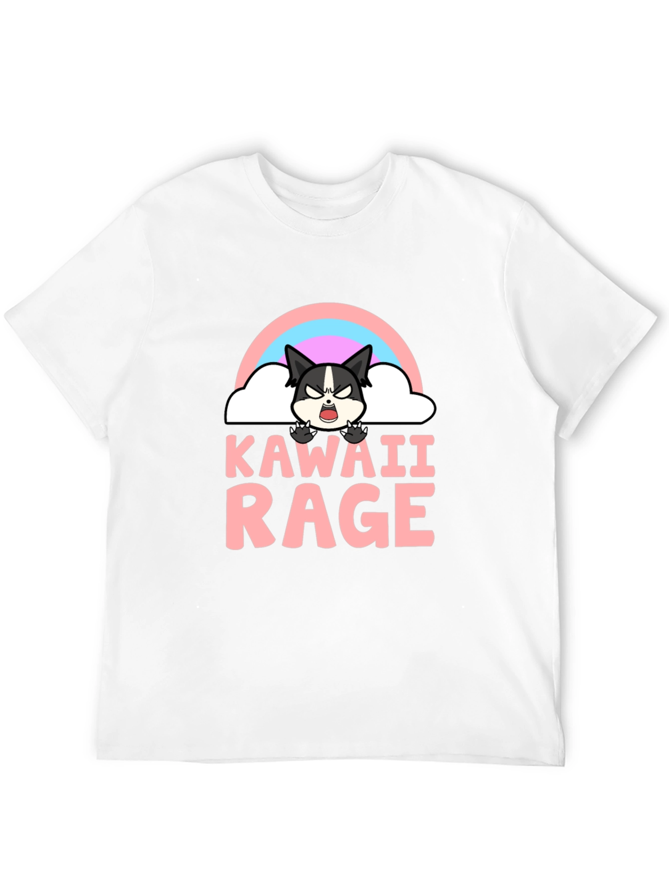Kawaii Rage Black T-Shirt - Angry Cute Cartoon