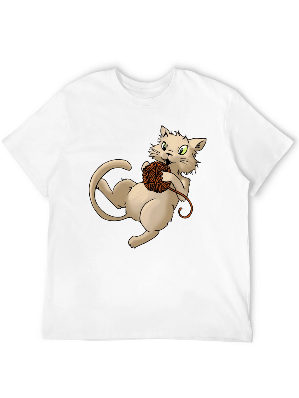 Cat with Yarn Ball Graphic T-Shirt