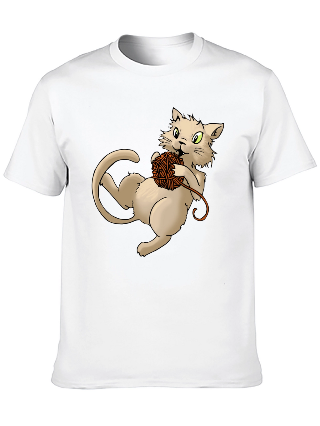 Cat with Yarn Ball Graphic T-Shirt