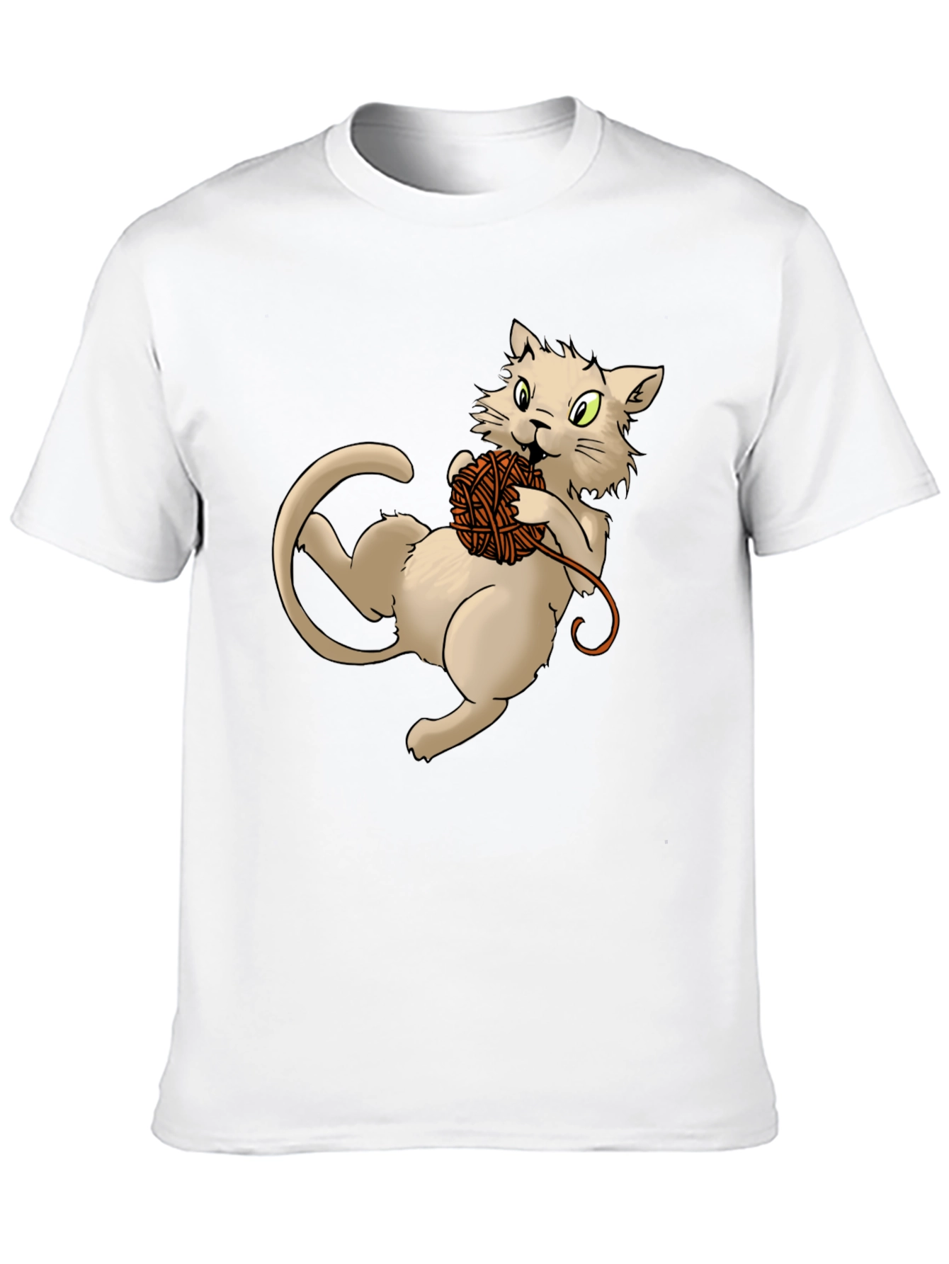 Cat with Yarn Ball Graphic T-Shirt