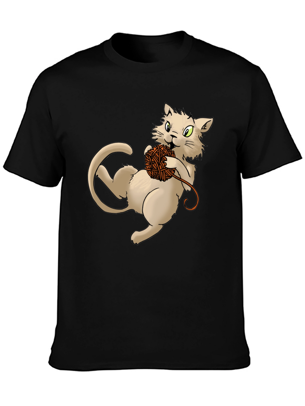 Cat with Yarn Ball Graphic T-Shirt