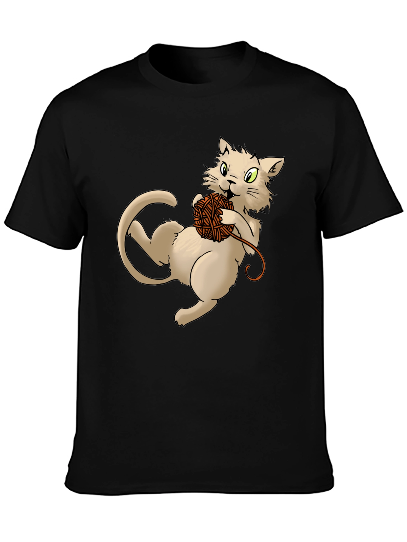 Cat with Yarn Ball Graphic T-Shirt
