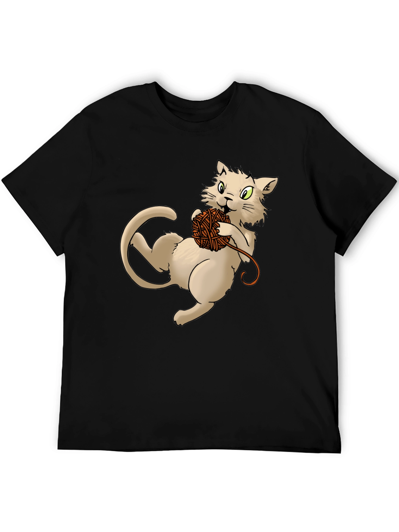 Cat with Yarn Ball Graphic T-Shirt