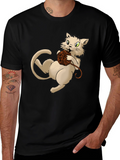 Cat with Yarn Ball Graphic T-Shirt