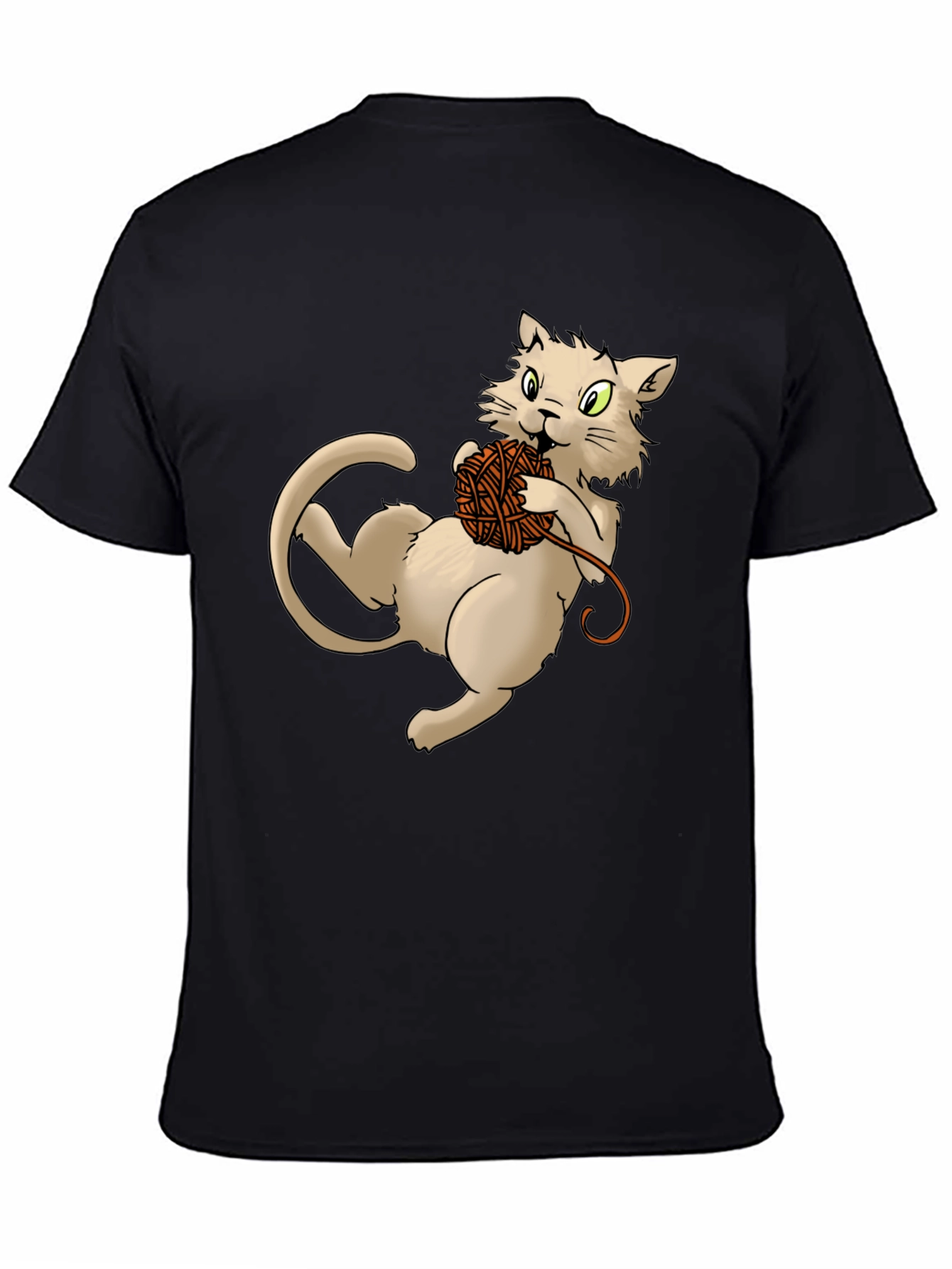Cat with Yarn Ball Graphic T-Shirt