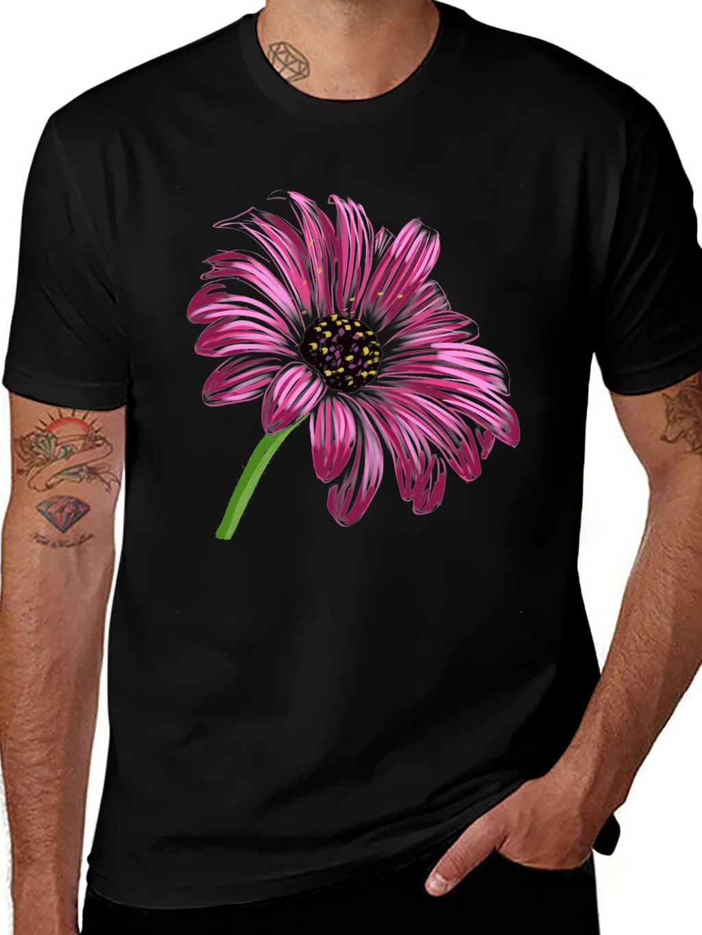 Floral Print Black T-Shirt