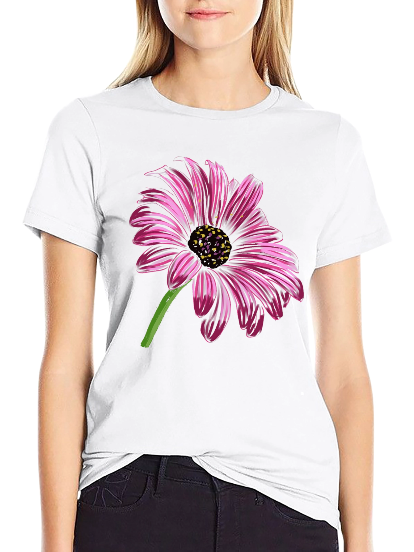 Floral Print Black T-Shirt