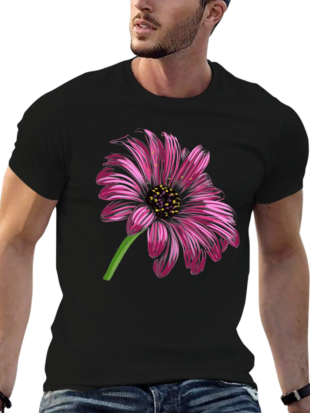 Floral Print Black T-Shirt