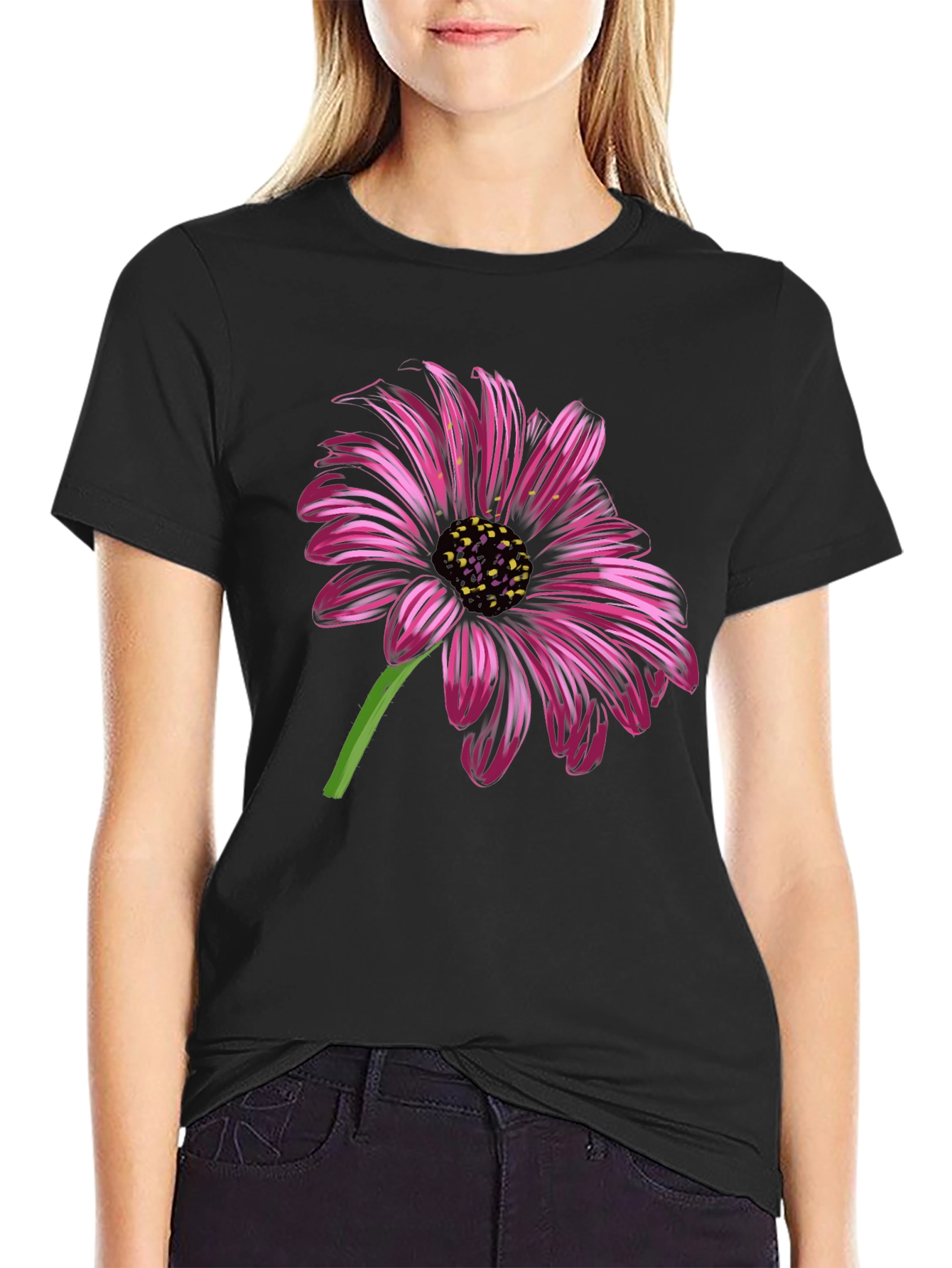 Floral Print Black T-Shirt