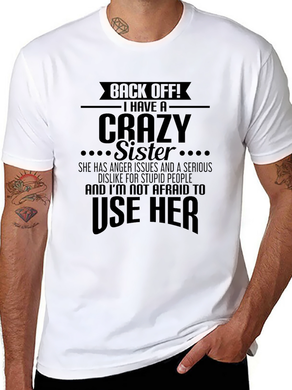 Back Off Crazy Sister Graphic Novelty Tee