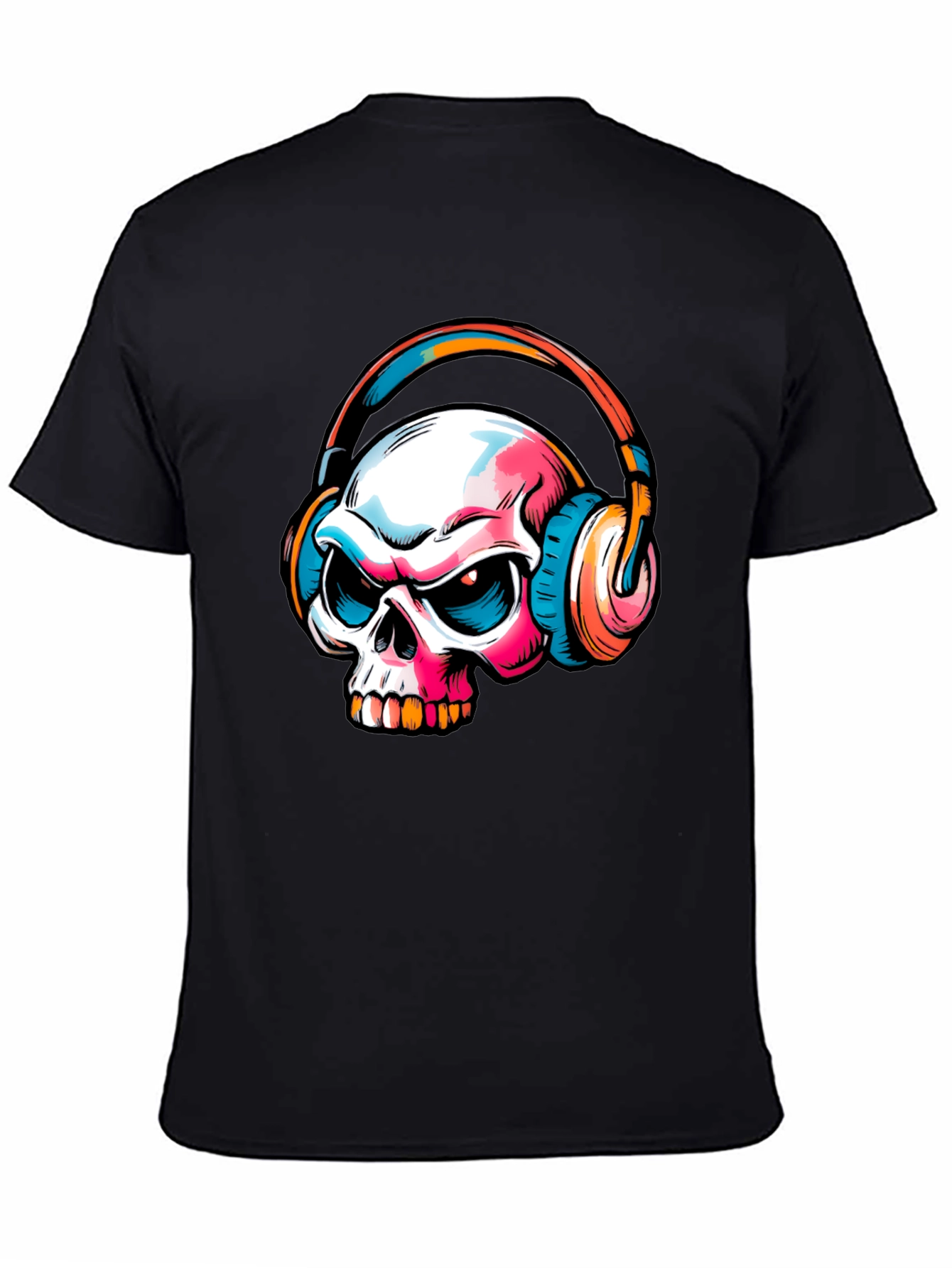Skull with Headphones Graphic T-Shirt