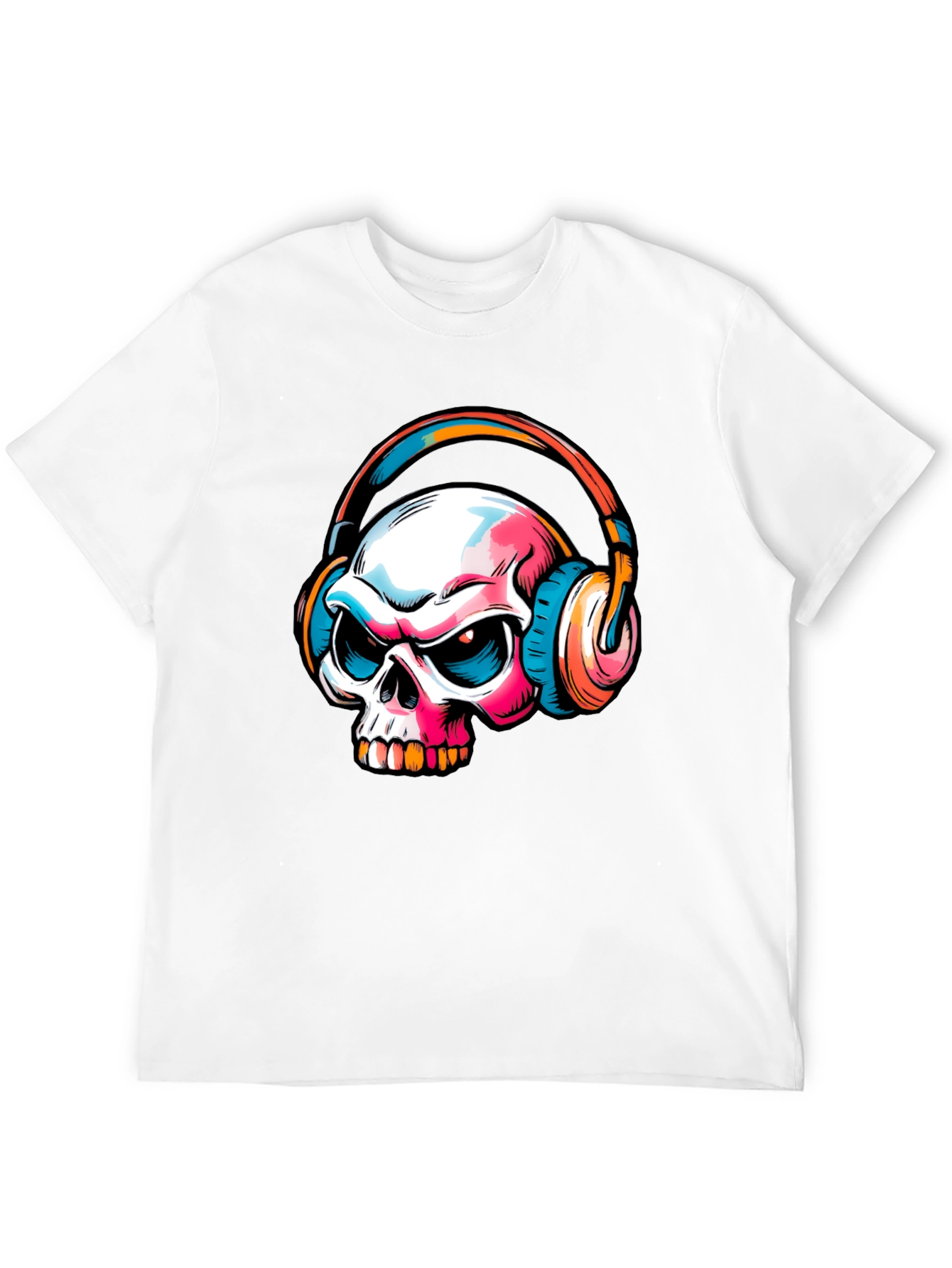 Skull with Headphones Graphic T-Shirt