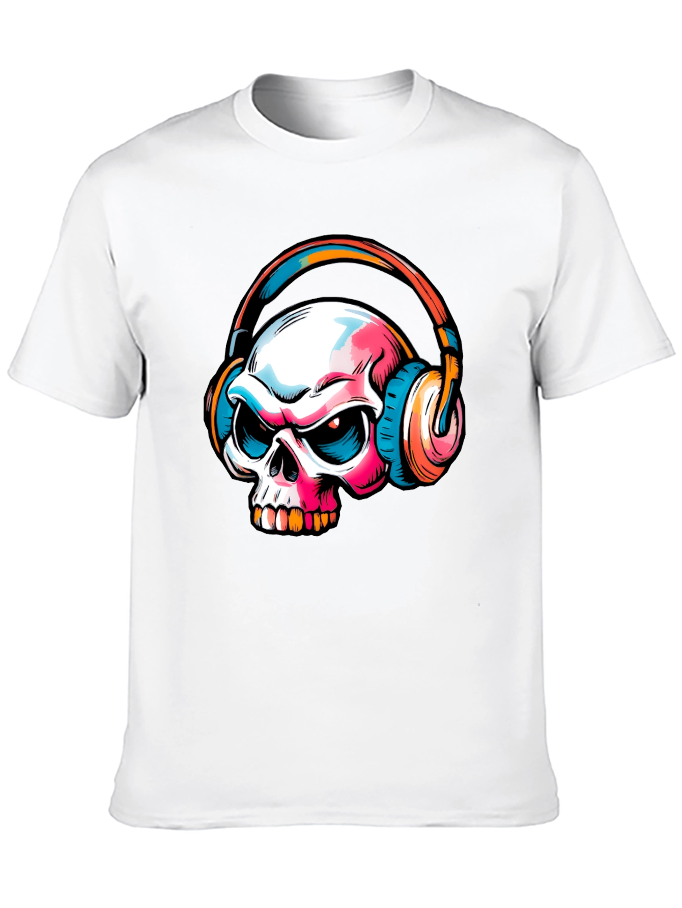 Skull with Headphones Graphic T-Shirt