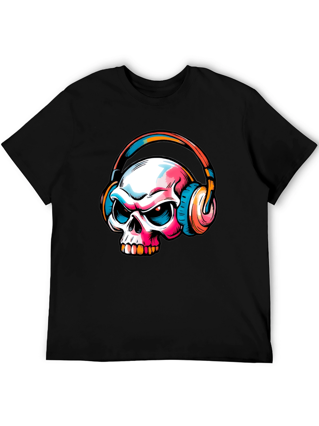 Skull with Headphones Graphic T-Shirt