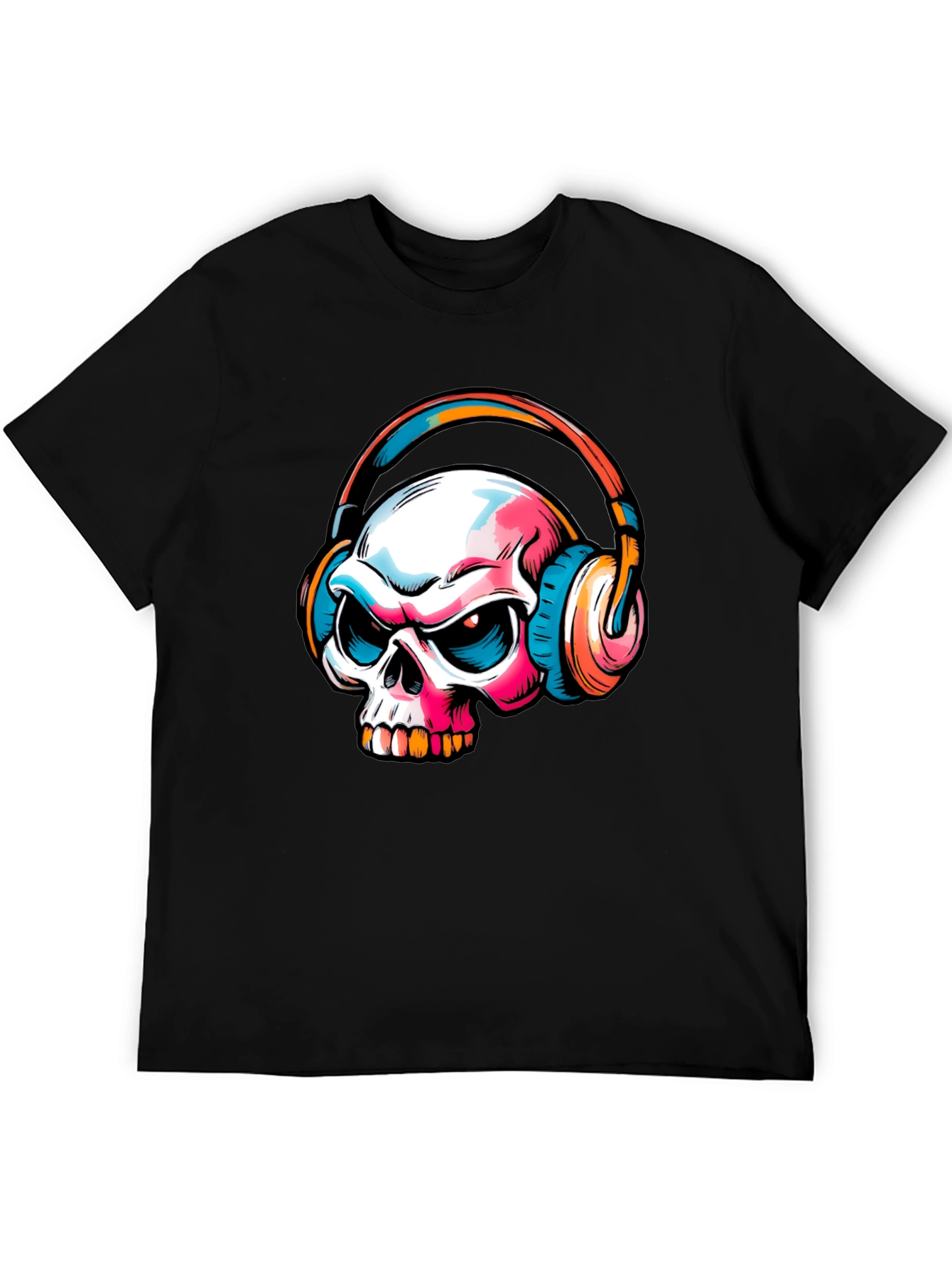 Skull with Headphones Graphic T-Shirt