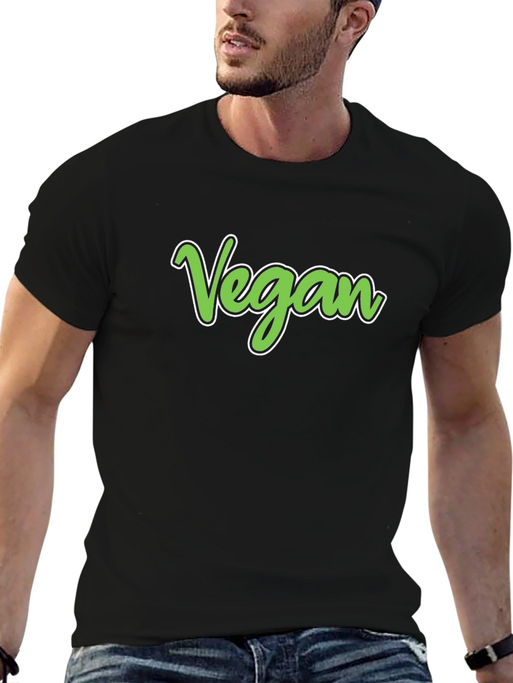 Vegan Script T-Shirt - Black Cotton
