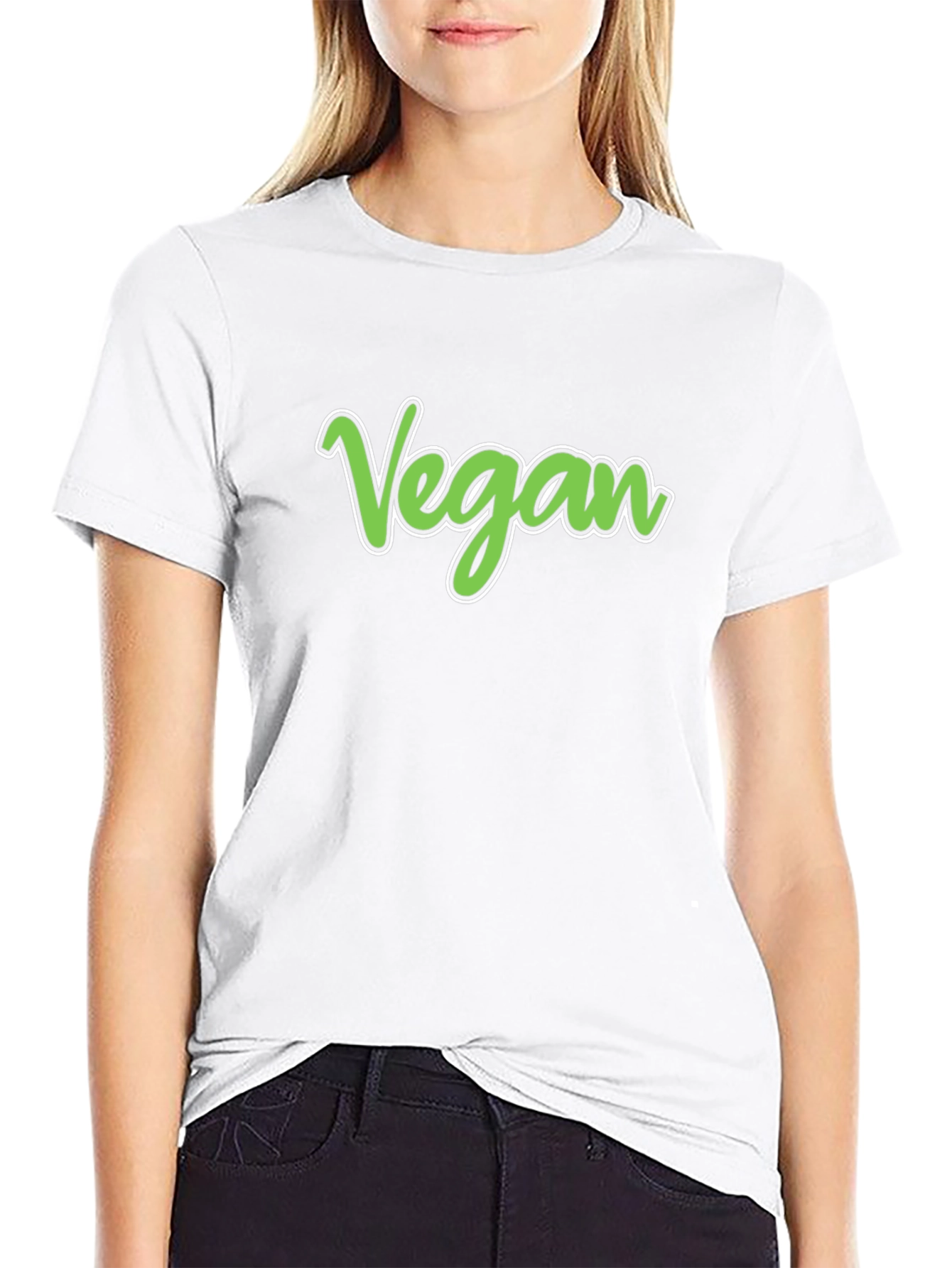Vegan Script T-Shirt - Black Cotton