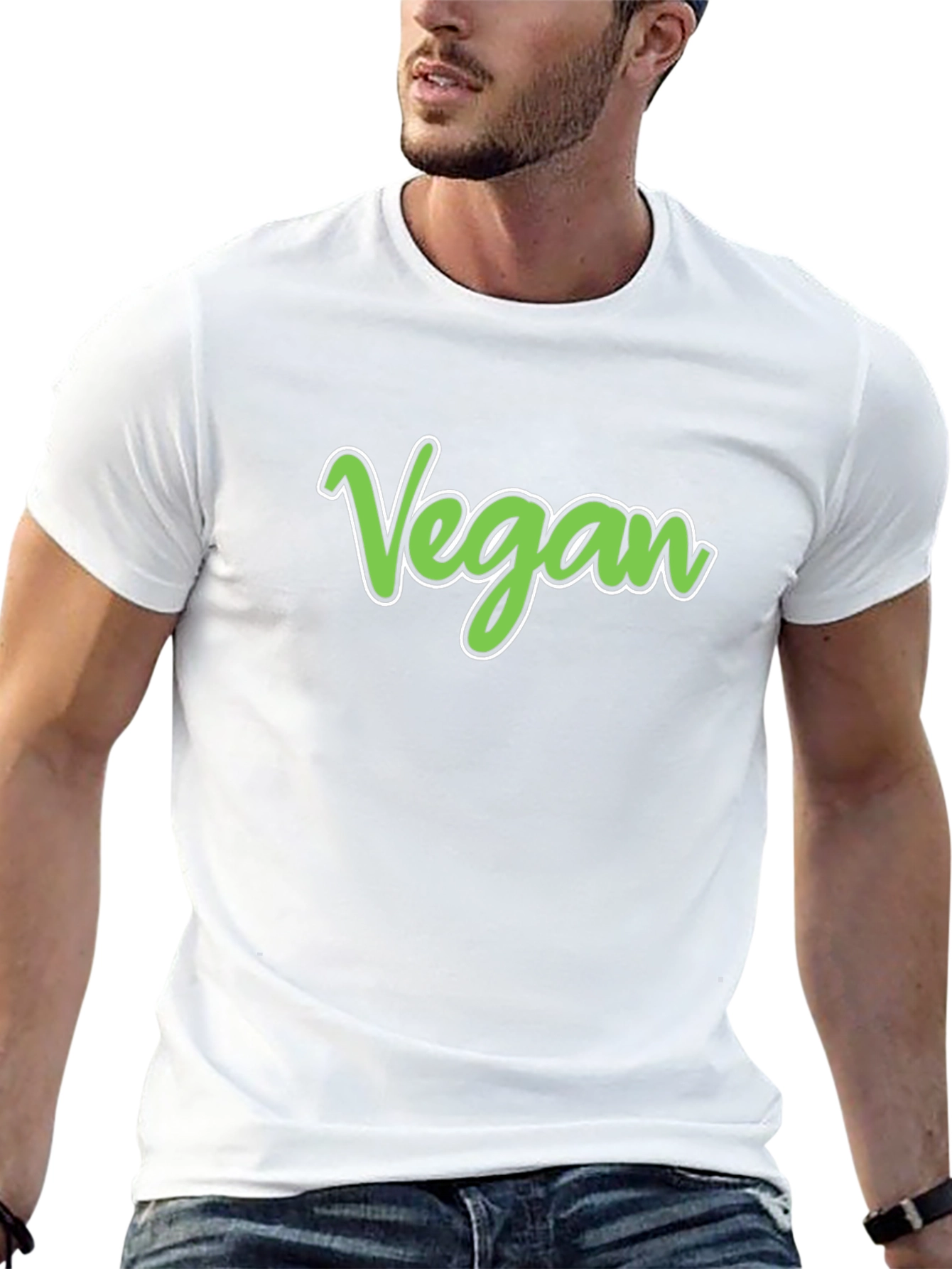 Vegan Script T-Shirt - Black Cotton