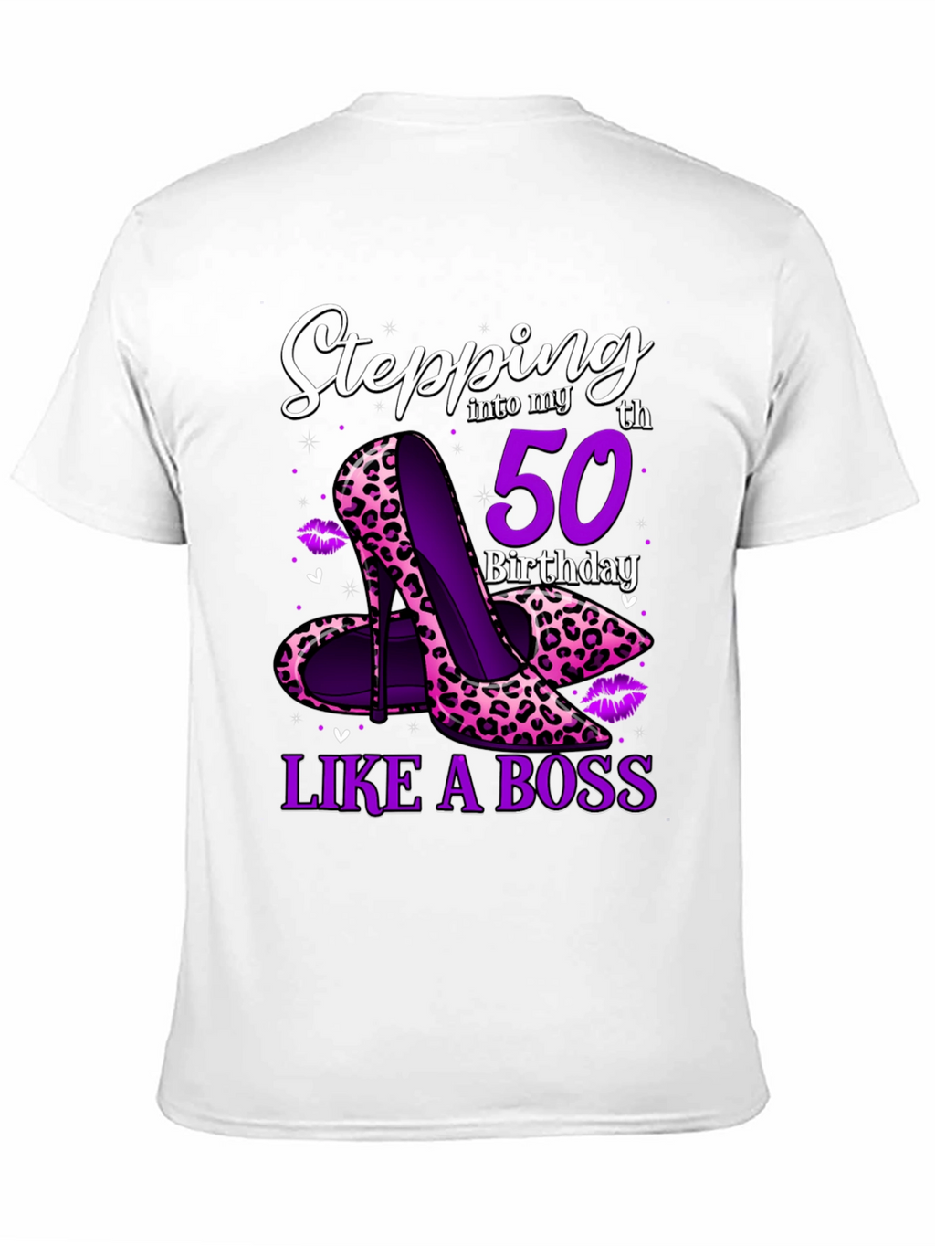 Stepping into 50th Birthday Leopard Print Heels Graphic Tee