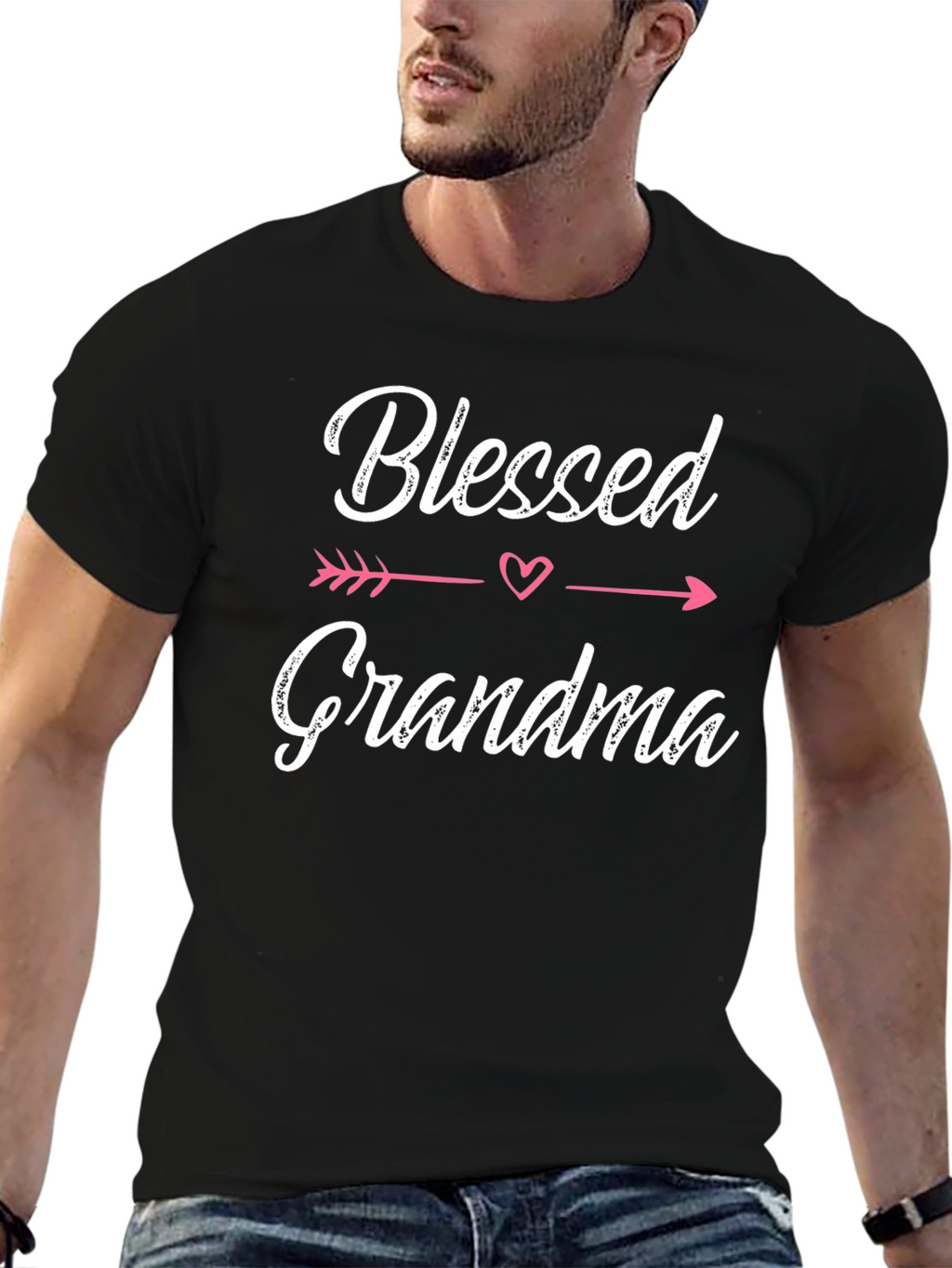 Blessed Grandma Black Cotton T-Shirt