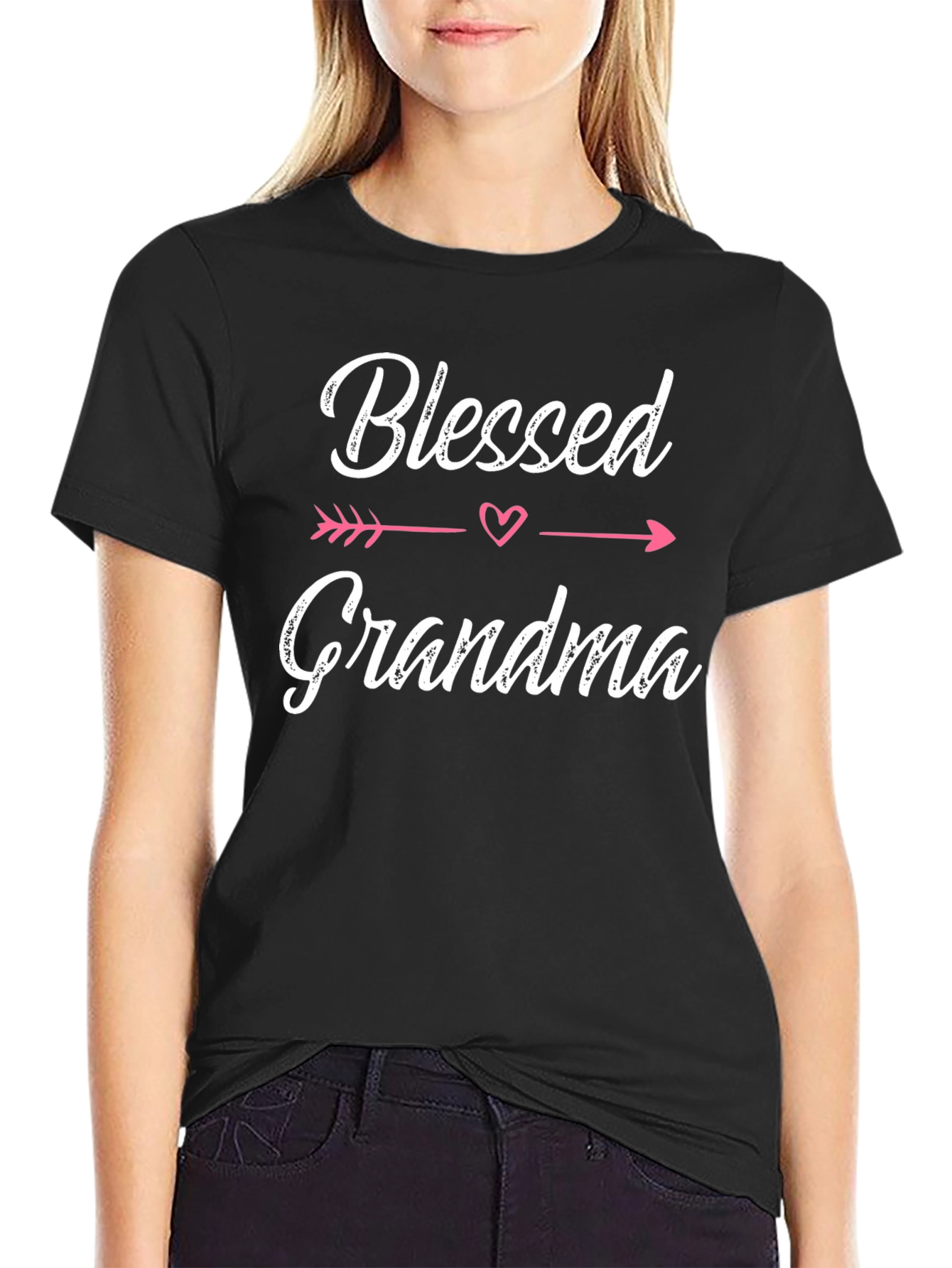 Blessed Grandma Black Cotton T-Shirt