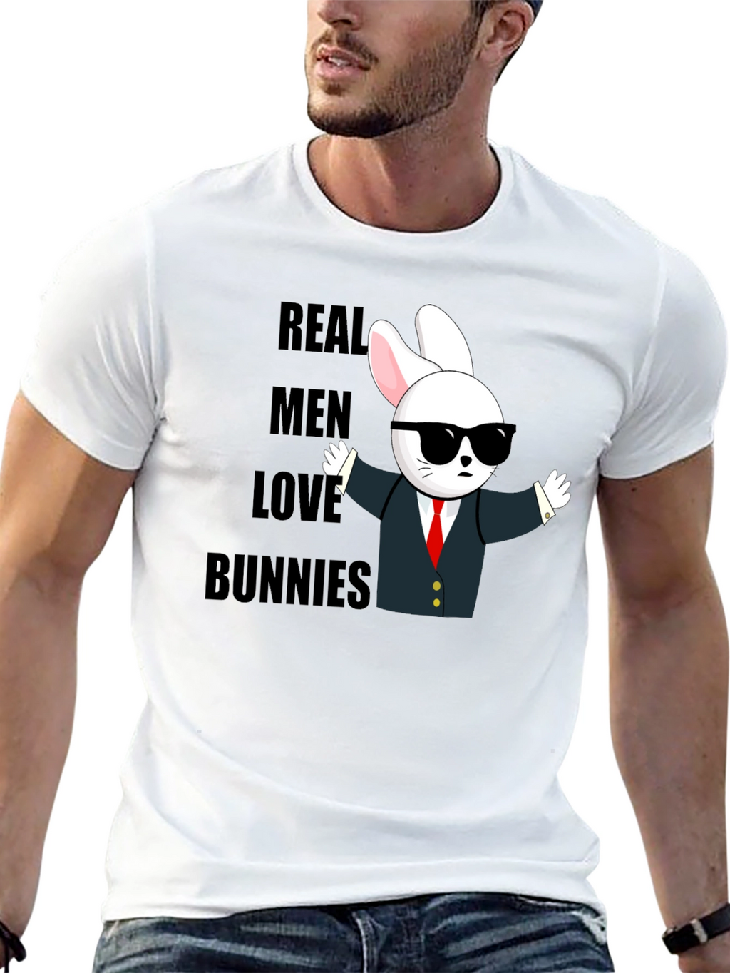 Real Men Love Bunnies T-Shirt - Funny Bunny Tee