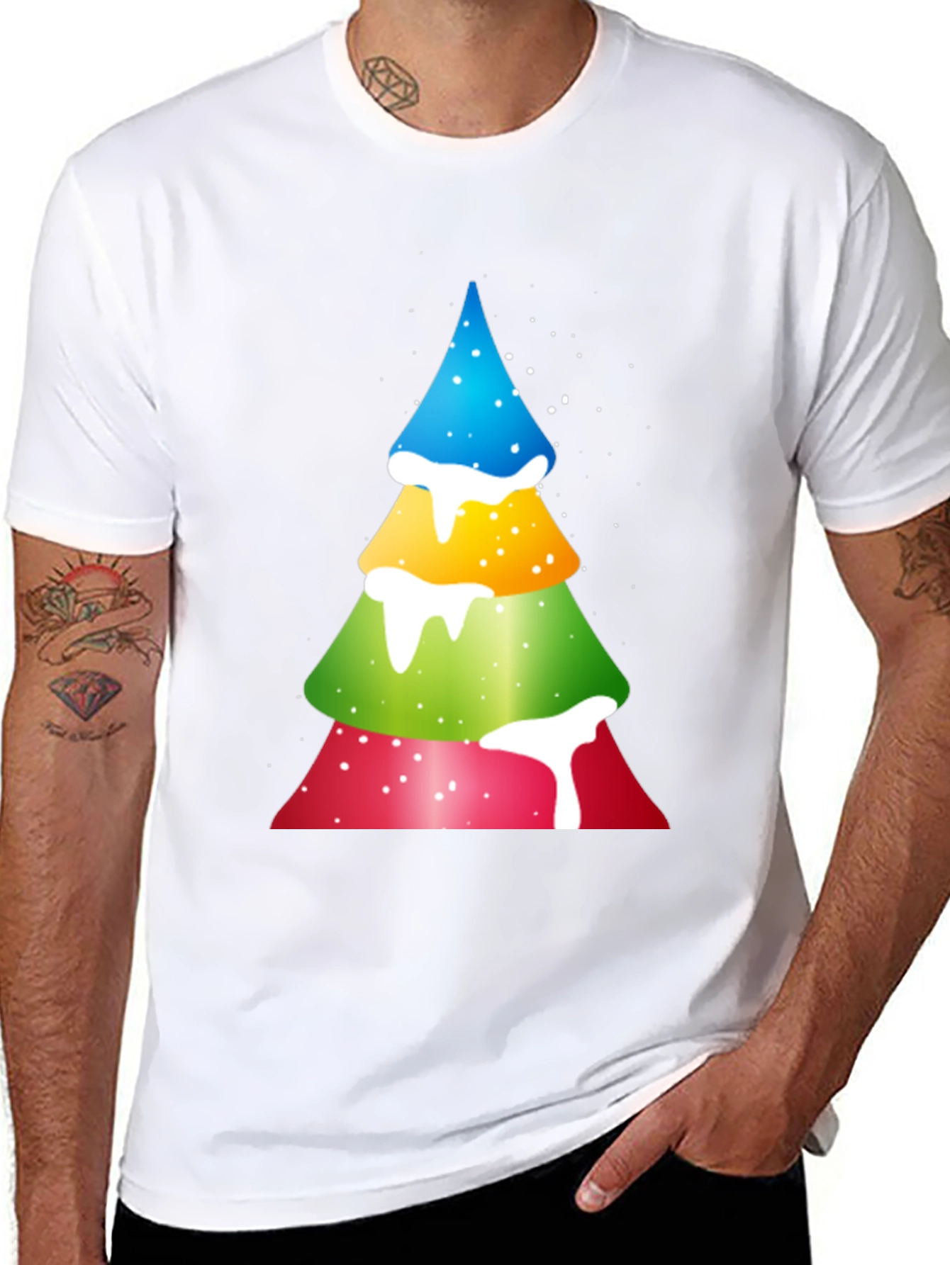 Colorful Christmas Tree Graphic Tee - Holiday Fun!