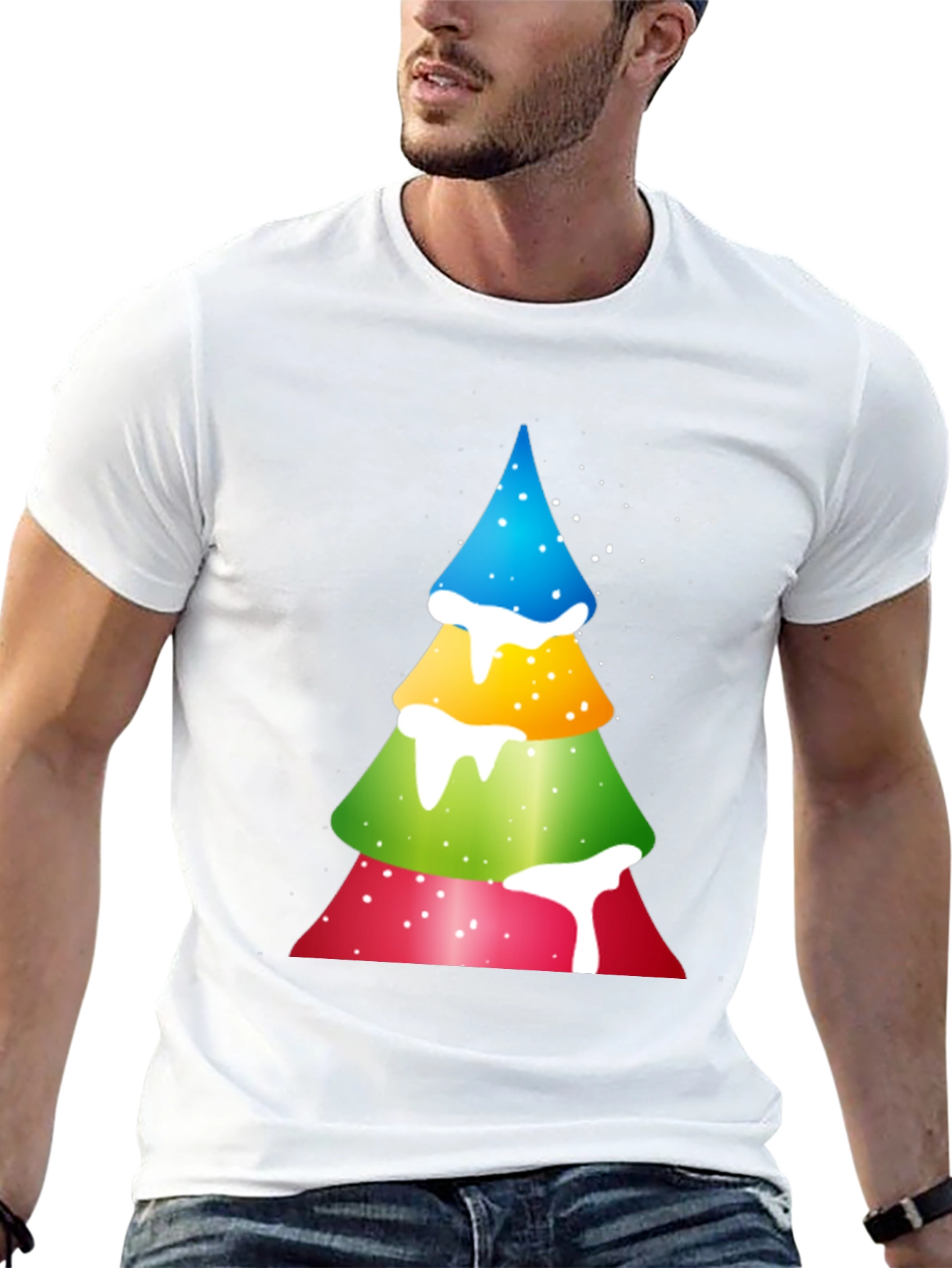Colorful Christmas Tree Graphic Tee - Holiday Fun!