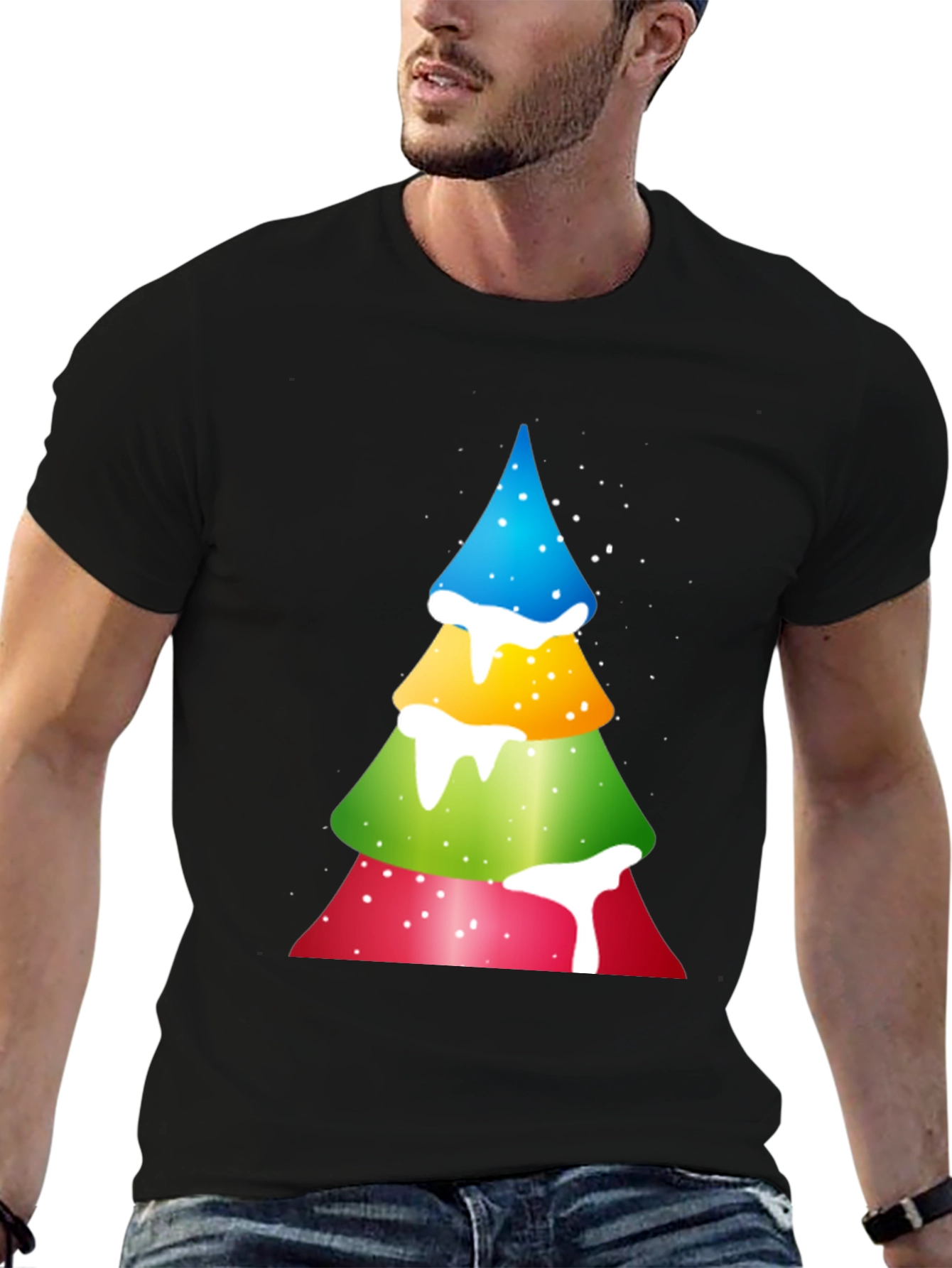 Colorful Christmas Tree Graphic Tee - Holiday Fun!