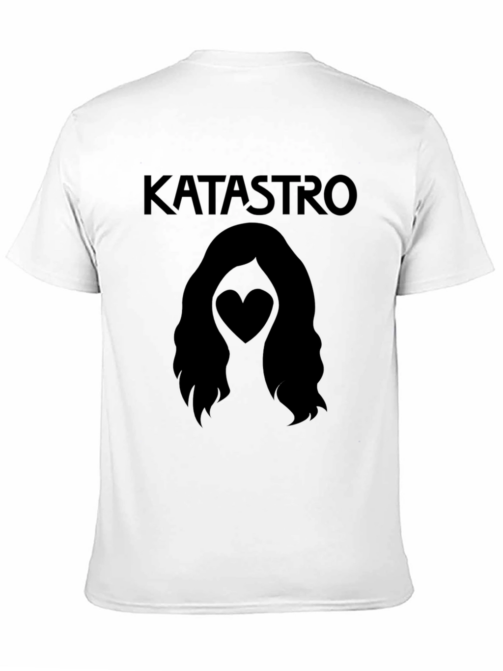 Katastro Heart Hair Graphic Tee - Soft Black T-Shirt