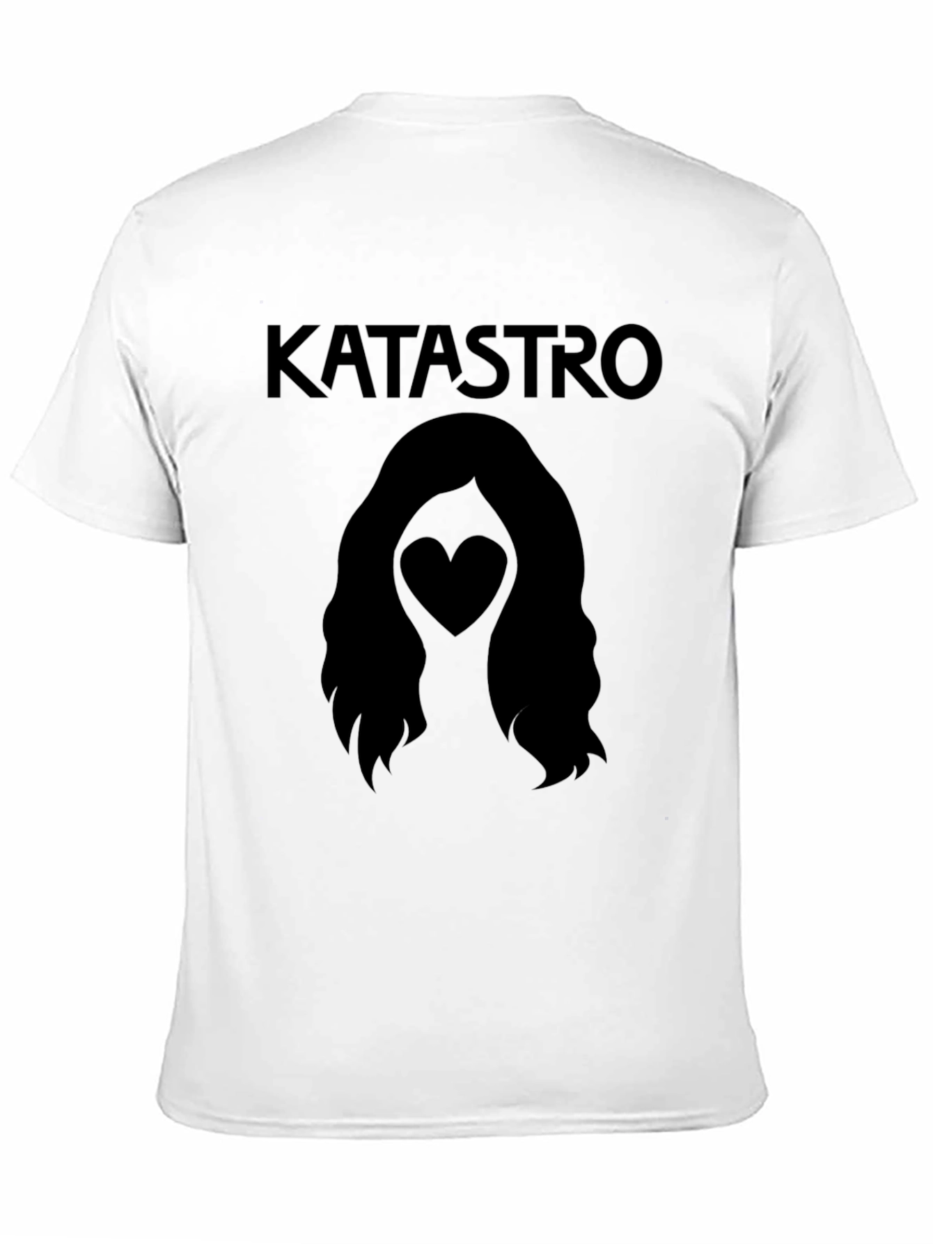 Katastro Heart Hair Graphic Tee - Soft Black T-Shirt
