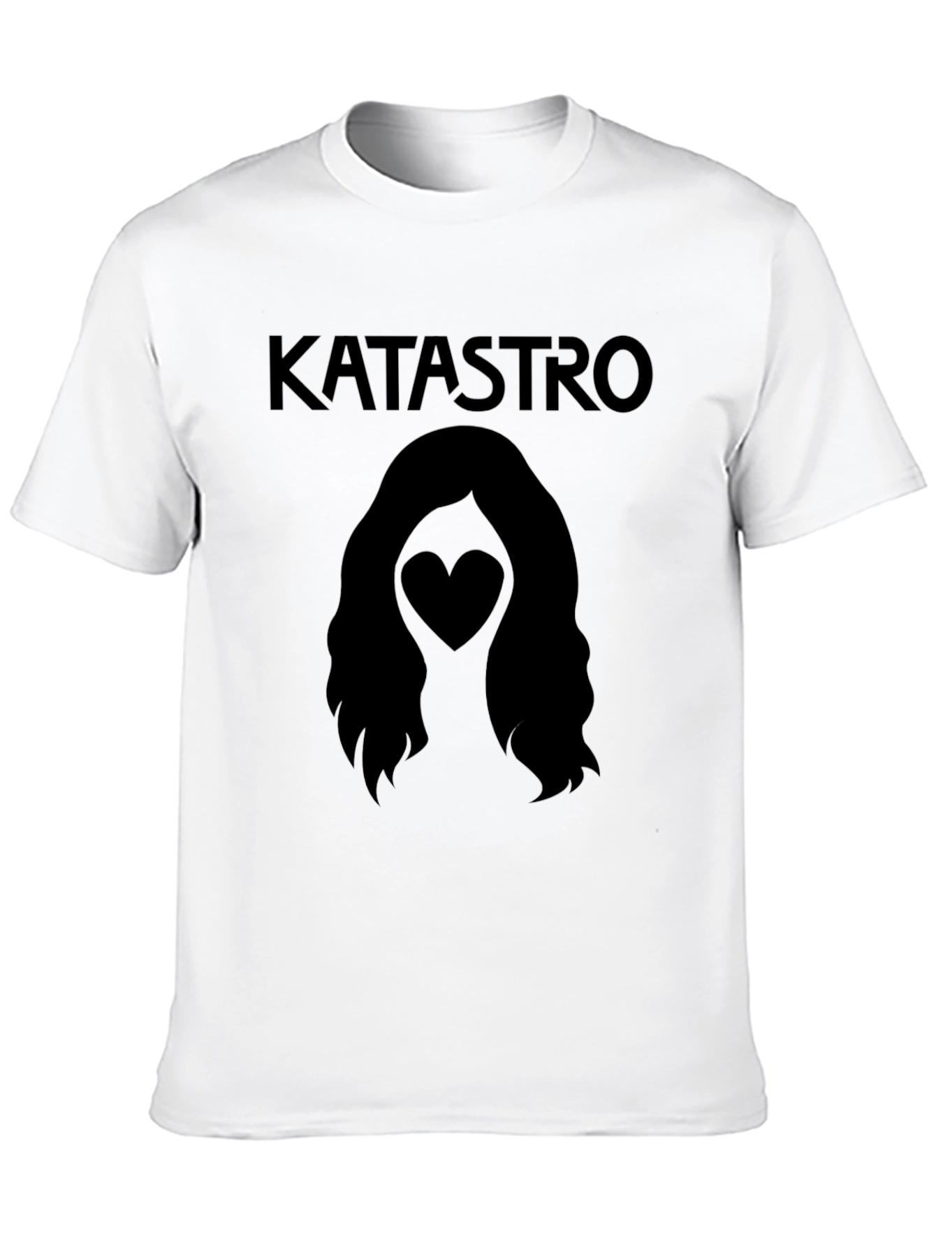 Katastro Heart Hair Graphic Tee - Soft Black T-Shirt