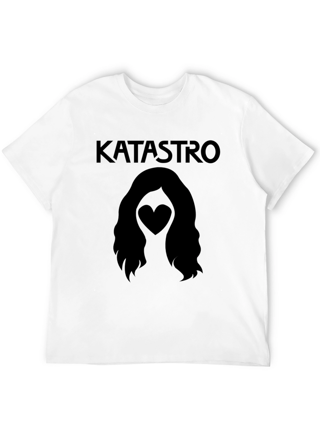 Katastro Heart Hair Graphic Tee - Soft Black T-Shirt