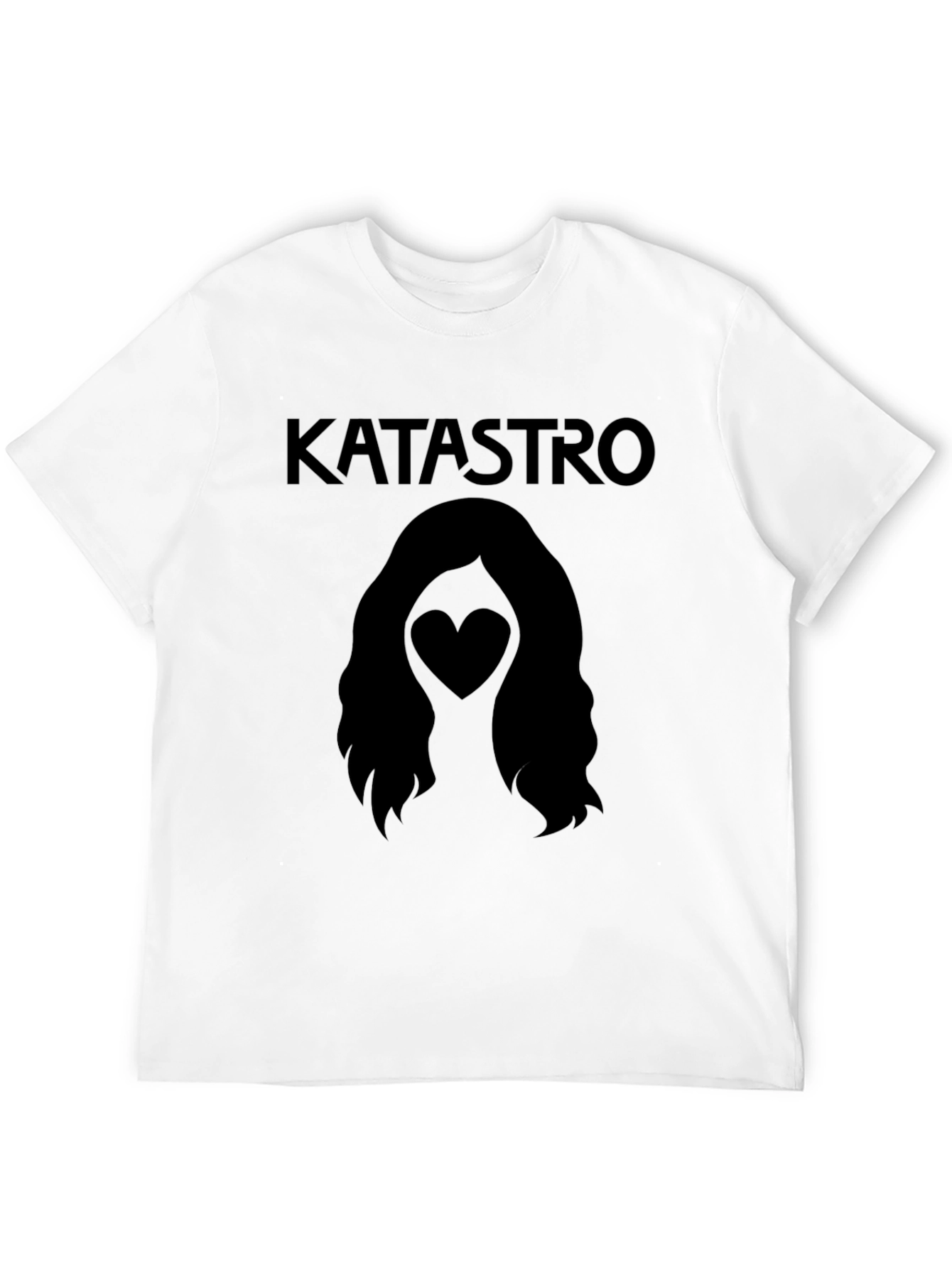 Katastro Heart Hair Graphic Tee - Soft Black T-Shirt