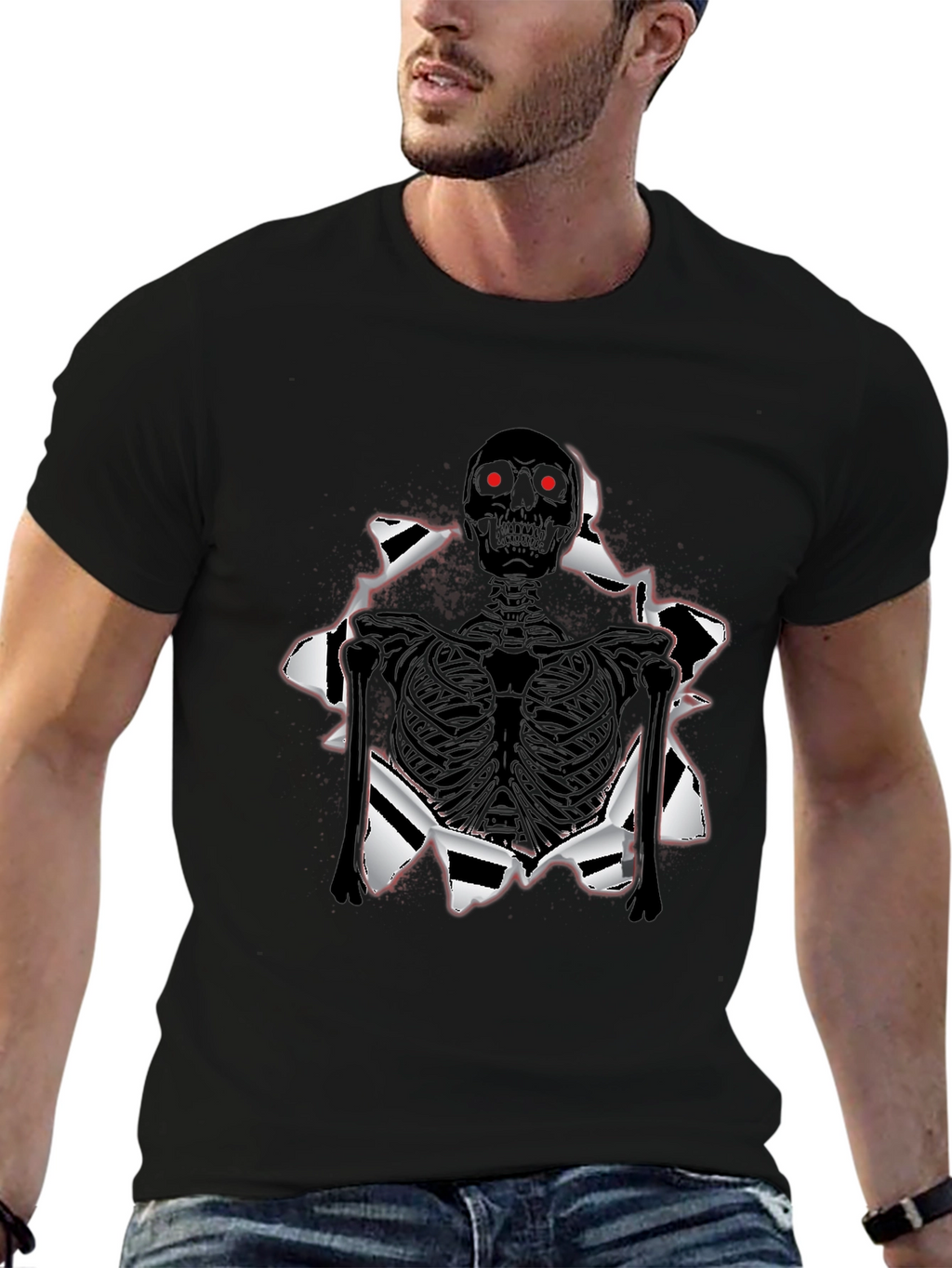 Skeleton T-Shirt: Ripped Graphic Tee