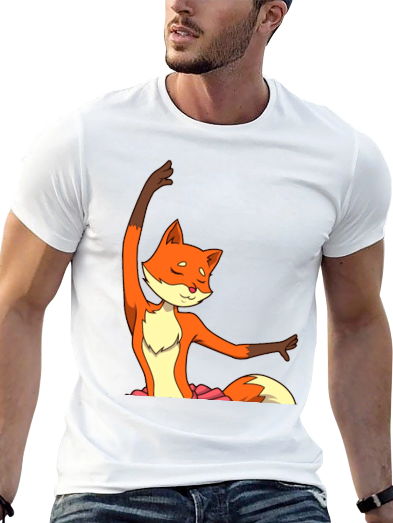 Ballet Fox Graphic Tee - Soft Black Cotton
