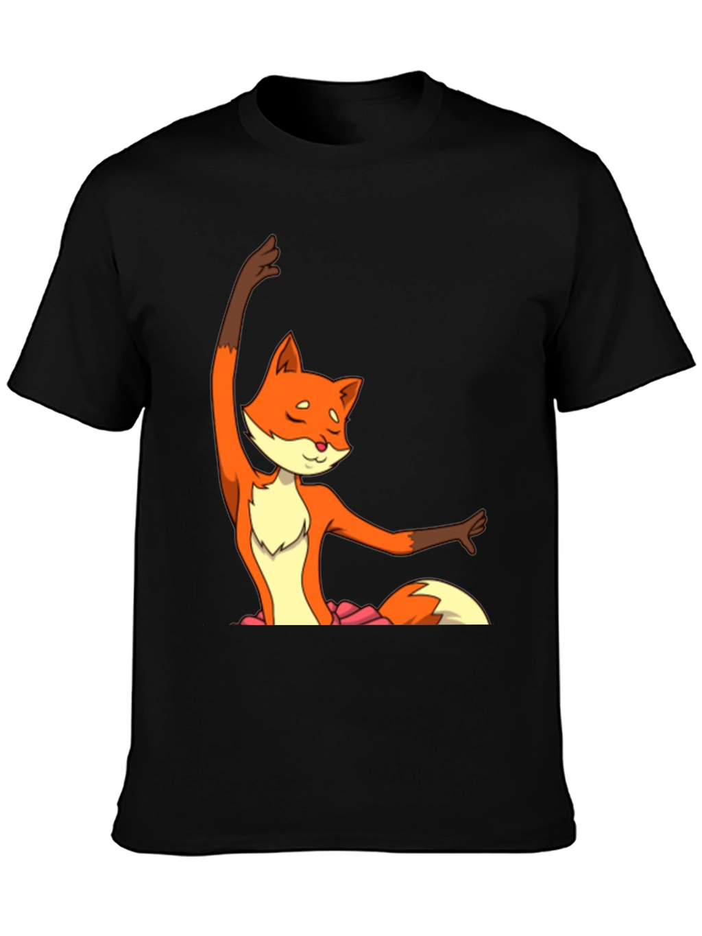 Ballet Fox Graphic Tee - Soft Black Cotton