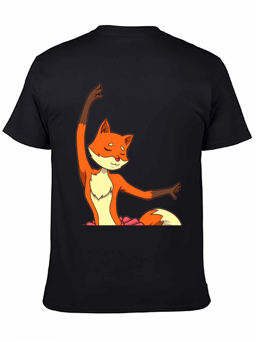 Ballet Fox Graphic Tee - Soft Black Cotton