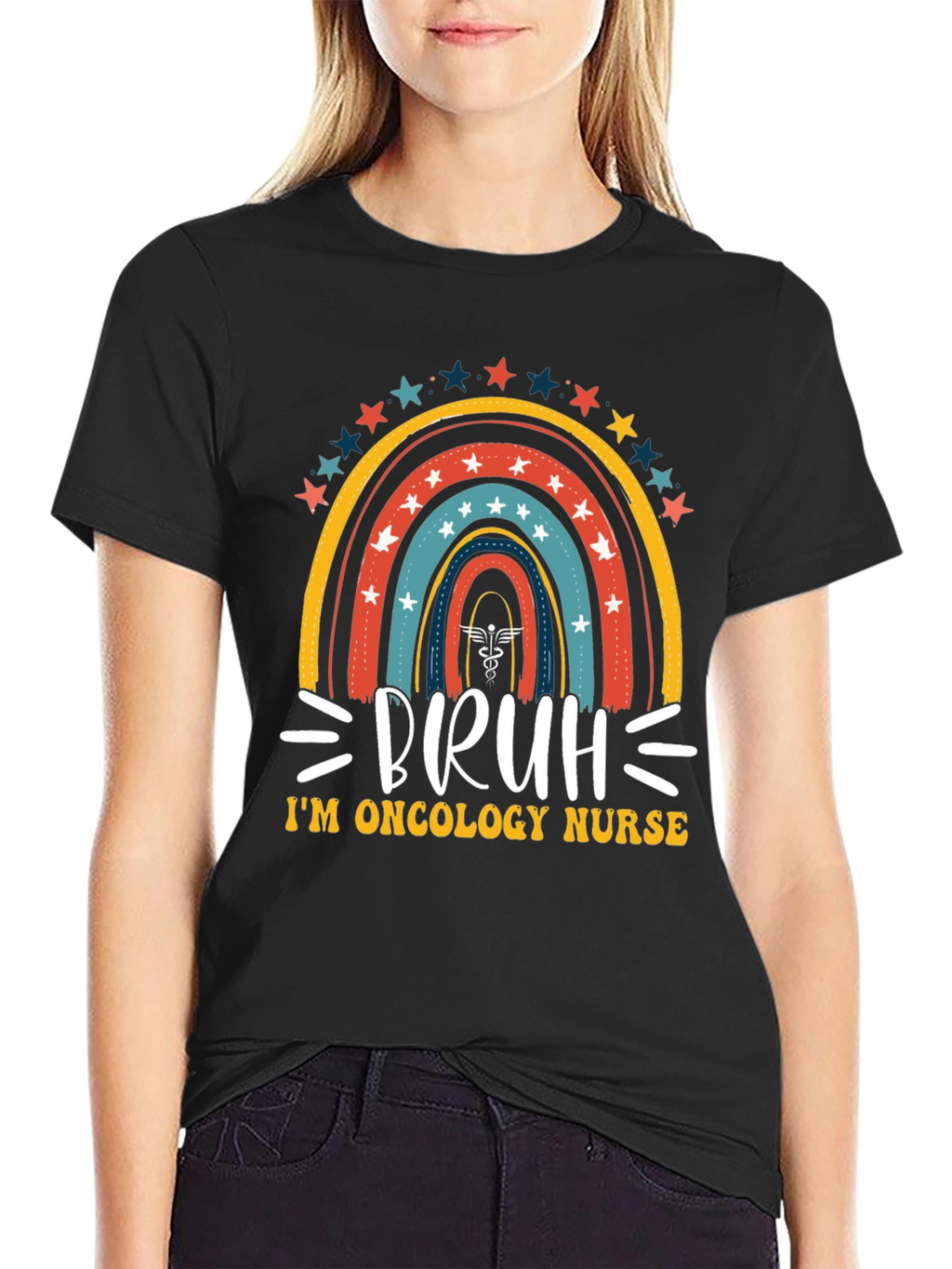 Oncology Nurse Bruh Rainbow T-Shirt