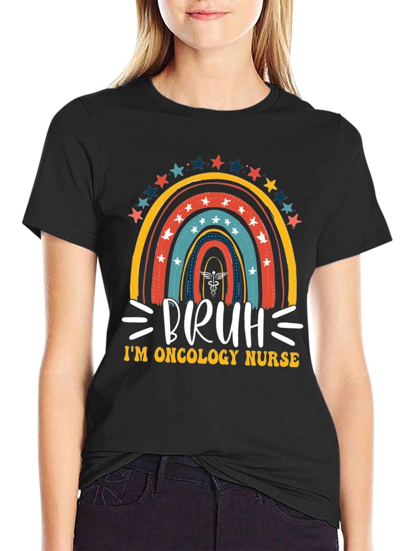 Oncology Nurse Bruh Rainbow T-Shirt